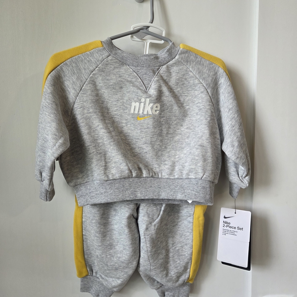Nike Baby Gray and Yellow 2pc Tracksuit